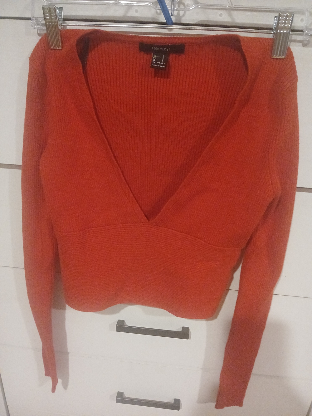 Forever 21 Women’s Deep V-Neck Ribbed Sweater - Orange